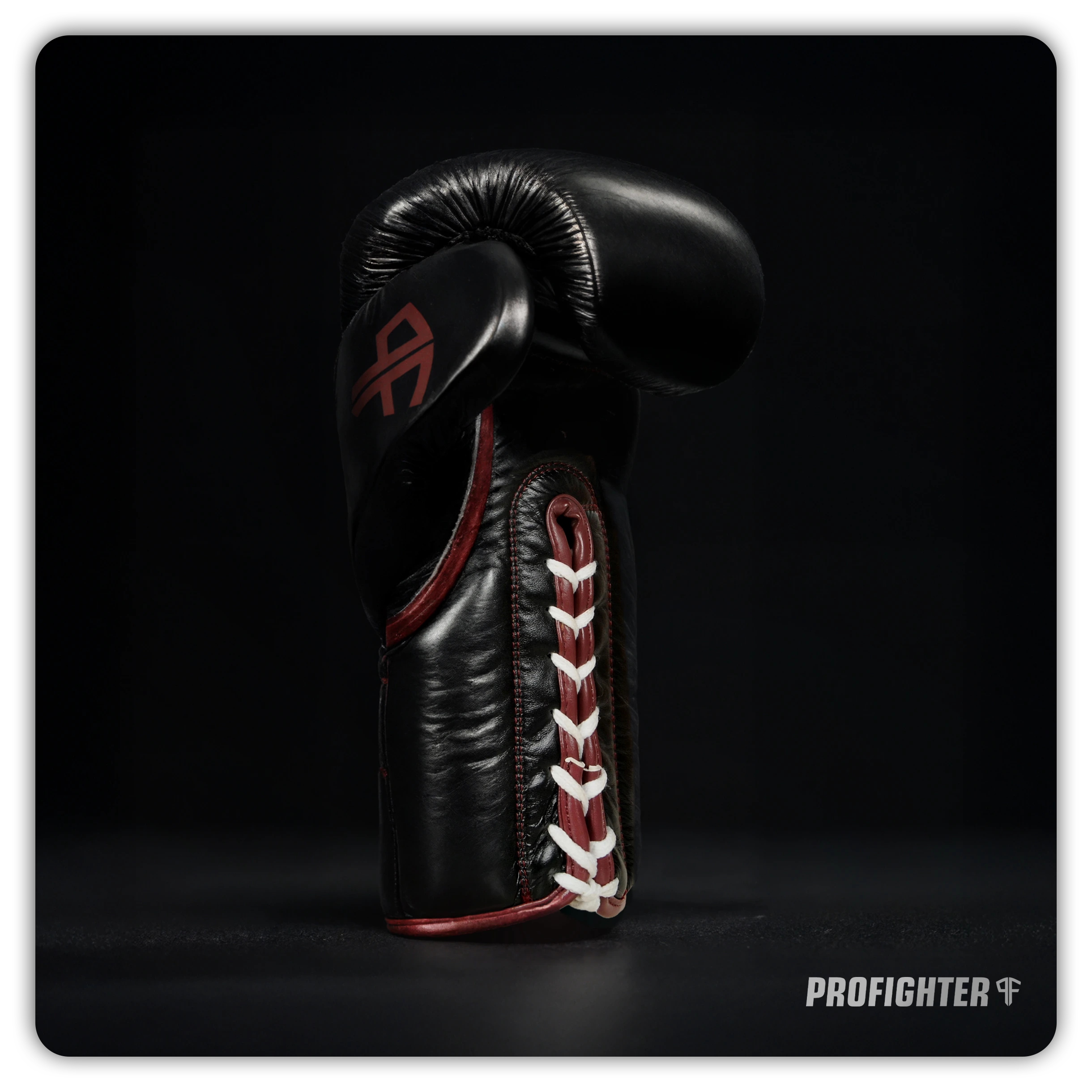 wiązane rękawice bokserskie premium profighter bordowe bordeaux ze skóry naturalnej