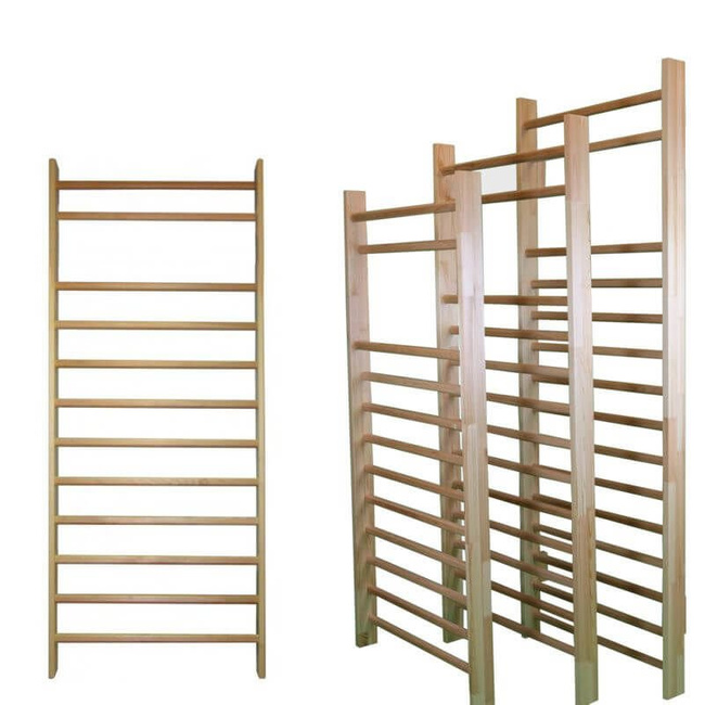 Wooden gymnastic and rehabilitation ladder 220×90 cm with 12 rungs fittings