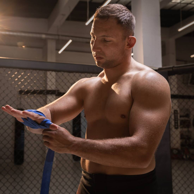 Owijki bokserskie, bawełniane - 4 metry | Niebieskie | DBX Bushido