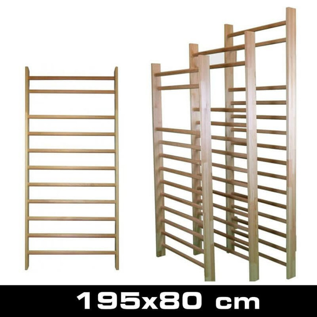 Wooden gymnastic and rehabilitation ladder 195×80 cm with 11 rungs fittings