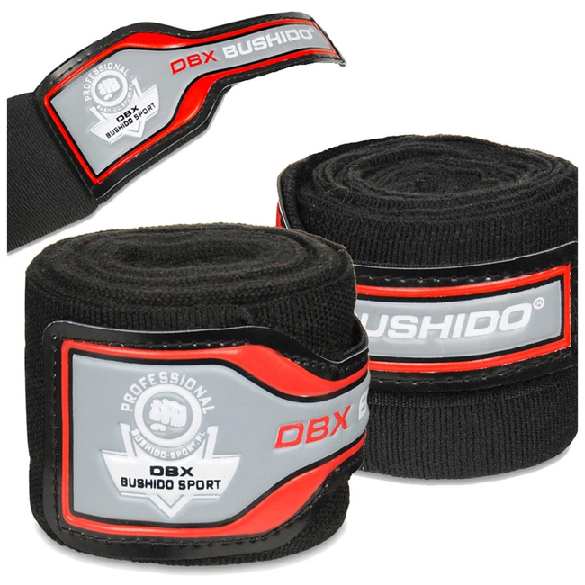Elastyczne owijki bokserskie - 4 metry | Czarne | DBX Bushido