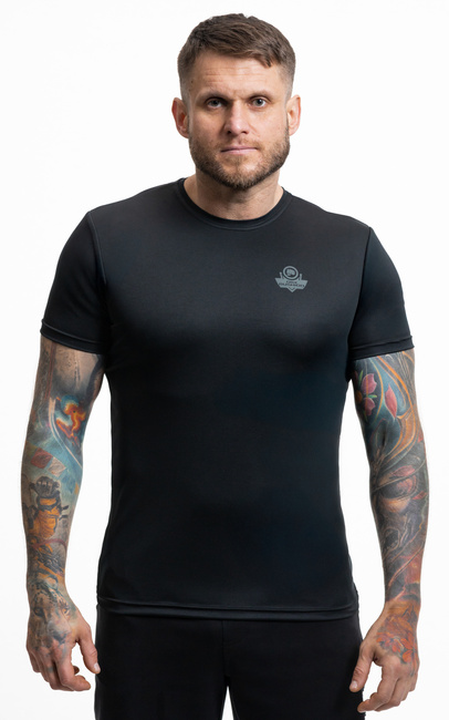 T-Shirt koszulka techniczna premium czarna z szarym logo DBX Bushido