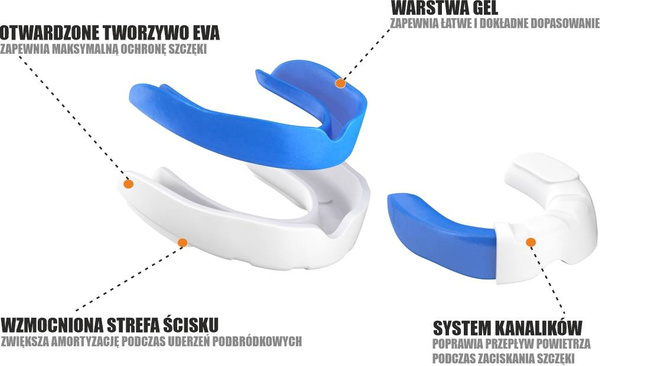 Żelowy ochraniacz na zęby + pudełko - biało-niebieski | GelTech