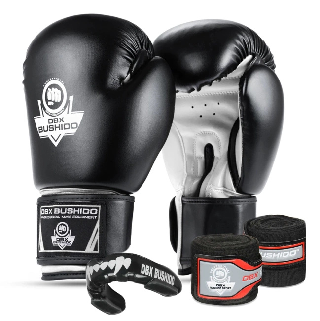 Boxing set: 407a boxing gloves + boxing wraps + mouthguards
