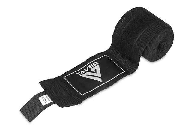 Owijki bokserskie, bawełniane - 2 metry | Czarne | Taver